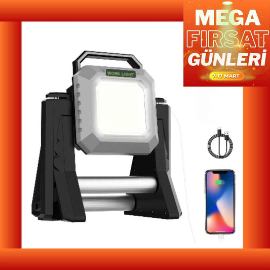 Taşınabilir Projektör USB Şarjlı Tripotlu LED Çalışma Lambası