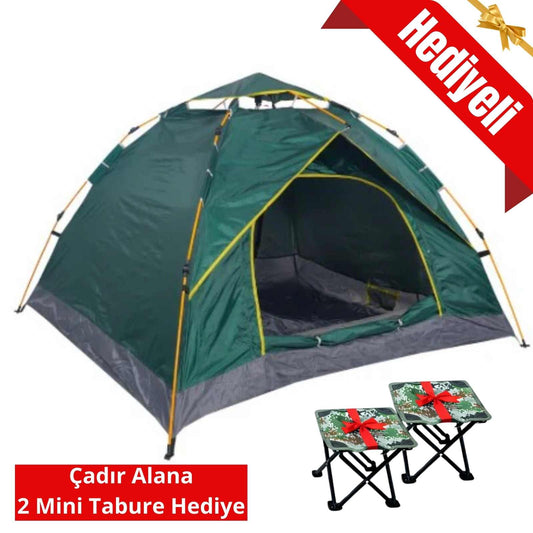 2-3 Kişilik Otomatik Açılan 200x140x150 Cm Çadır Yeşil