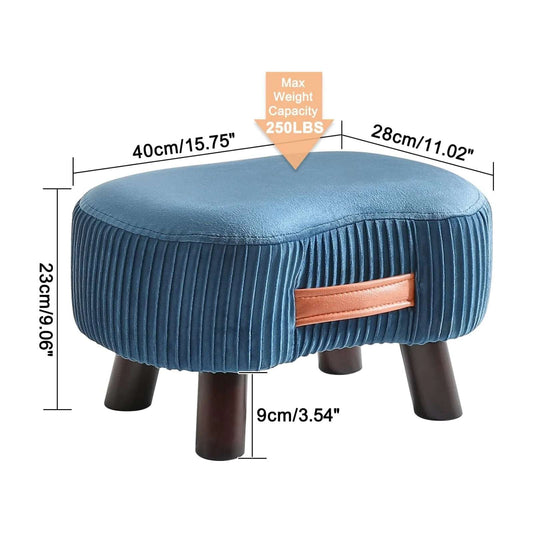 Saplı Ahşap Ayaklı 40x22 Cm Kavisli Taşınabilir Çok Amaçlı Puf Lacivert