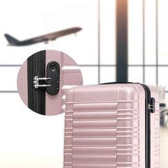 Sert Kasa Şifreli Tekerlekli Bavul Valiz Metalik Pembe 75x50 Cm Büyük Boy
