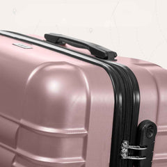 Sert Kasa Şifreli Tekerlekli Bavul Valiz Metalik Pembe 75x50 Cm Büyük Boy
