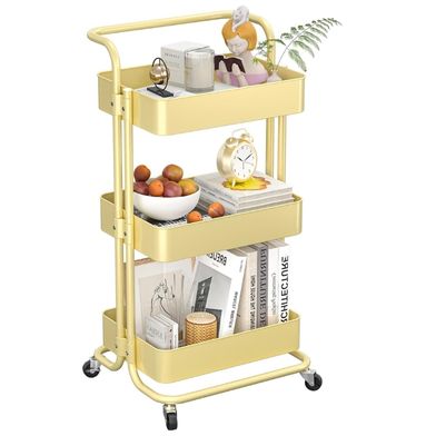 3 Katlı 45x37x85 Cm Tekerlekli Organizer Raf Bej