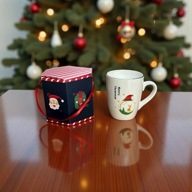 Yeni Yıl Özel Kutusunda Yılbaşı Geyik Desenli 8.3x10.2 Cm Kupa Mug