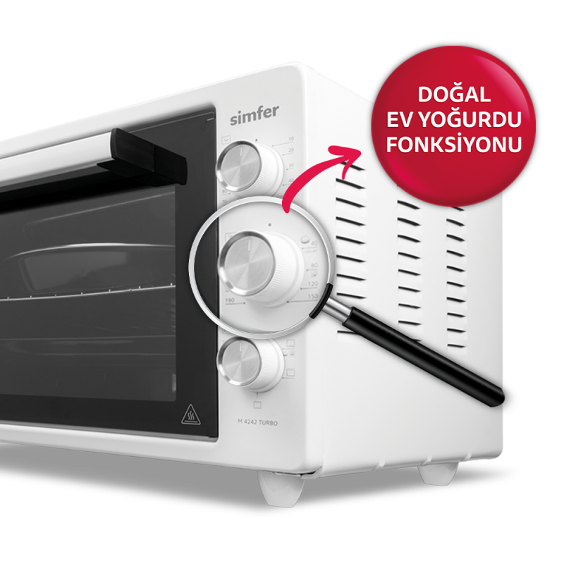 Simfer 42 Litre Turbo Beyaz Midi/Mini Fırın 1300W Beyaz
