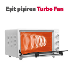 Simfer 42 Litre Turbo Beyaz Midi/Mini Fırın 1300W Beyaz