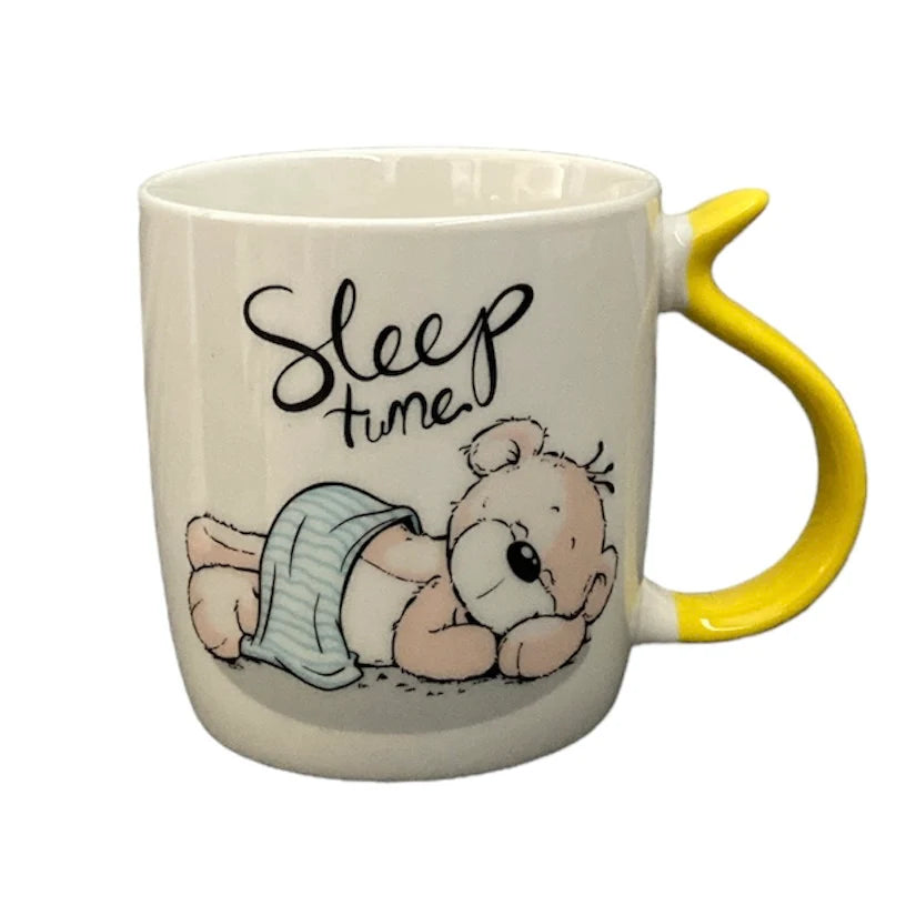 Dört Adet Renkli Saplı Yazılı 400 ml Kupa Mug