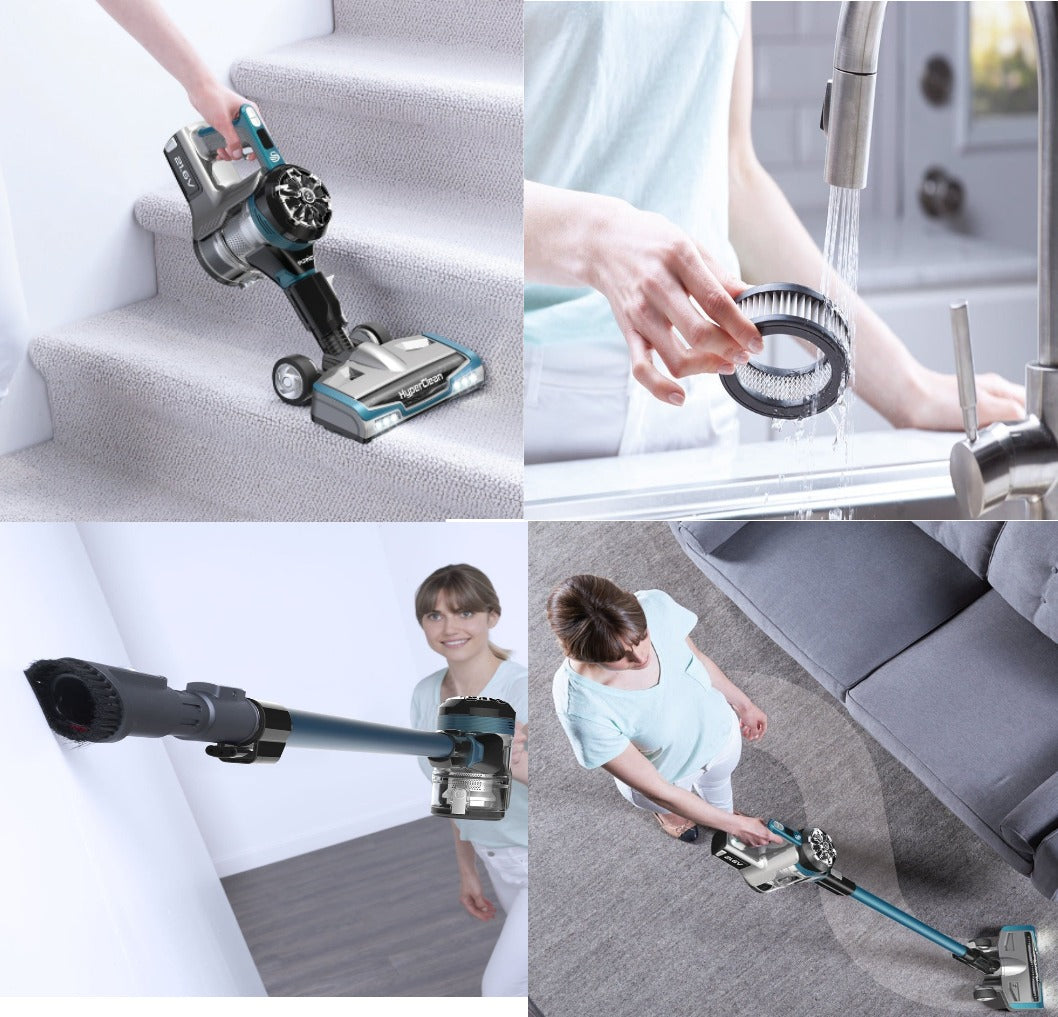 Swan Hyper Clean Cordles 3'ü 1 Arada Kablosuz Dikey El Süpürge Mavi