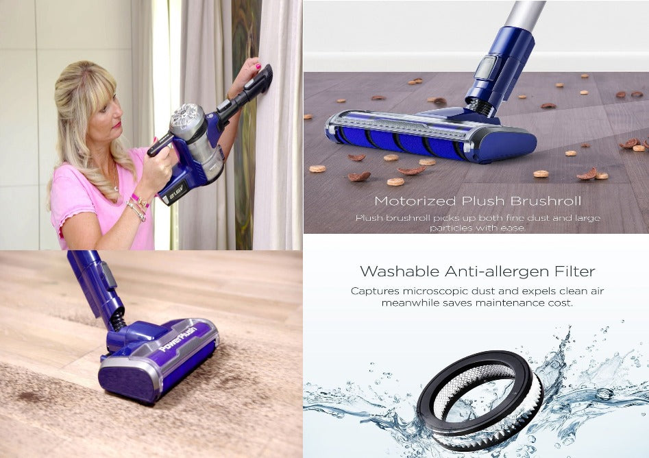 Swan Powerplush Turbo Kablosuz 3'ü 1 arada Dikey Elektrik Süpürge Lacivert