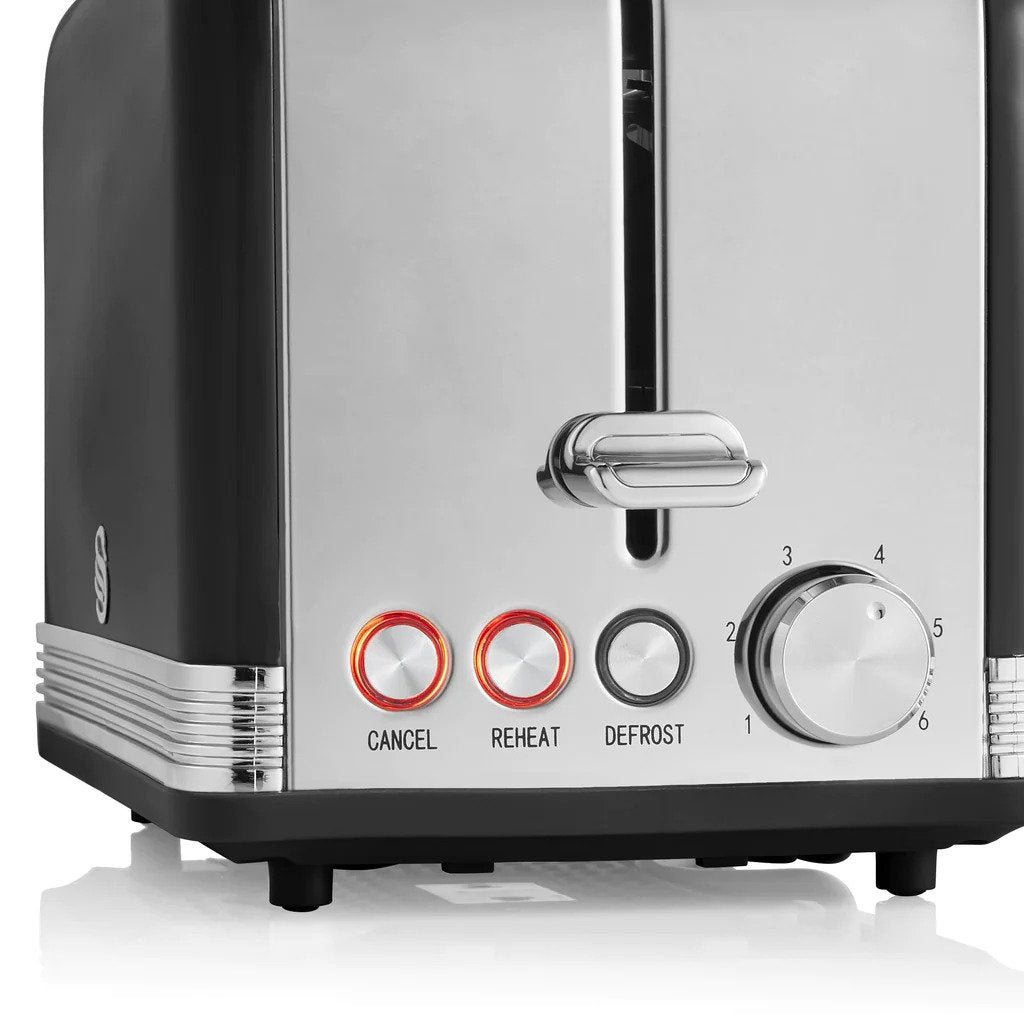 Swan Retro 2 Dilimli Ekmek Kızartma Makinesi Siyah