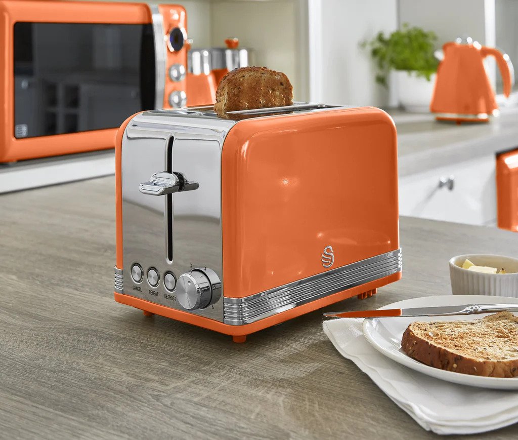 Swan Retro 2 Dilimli Ekmek Kızartma Makinesi Turuncu