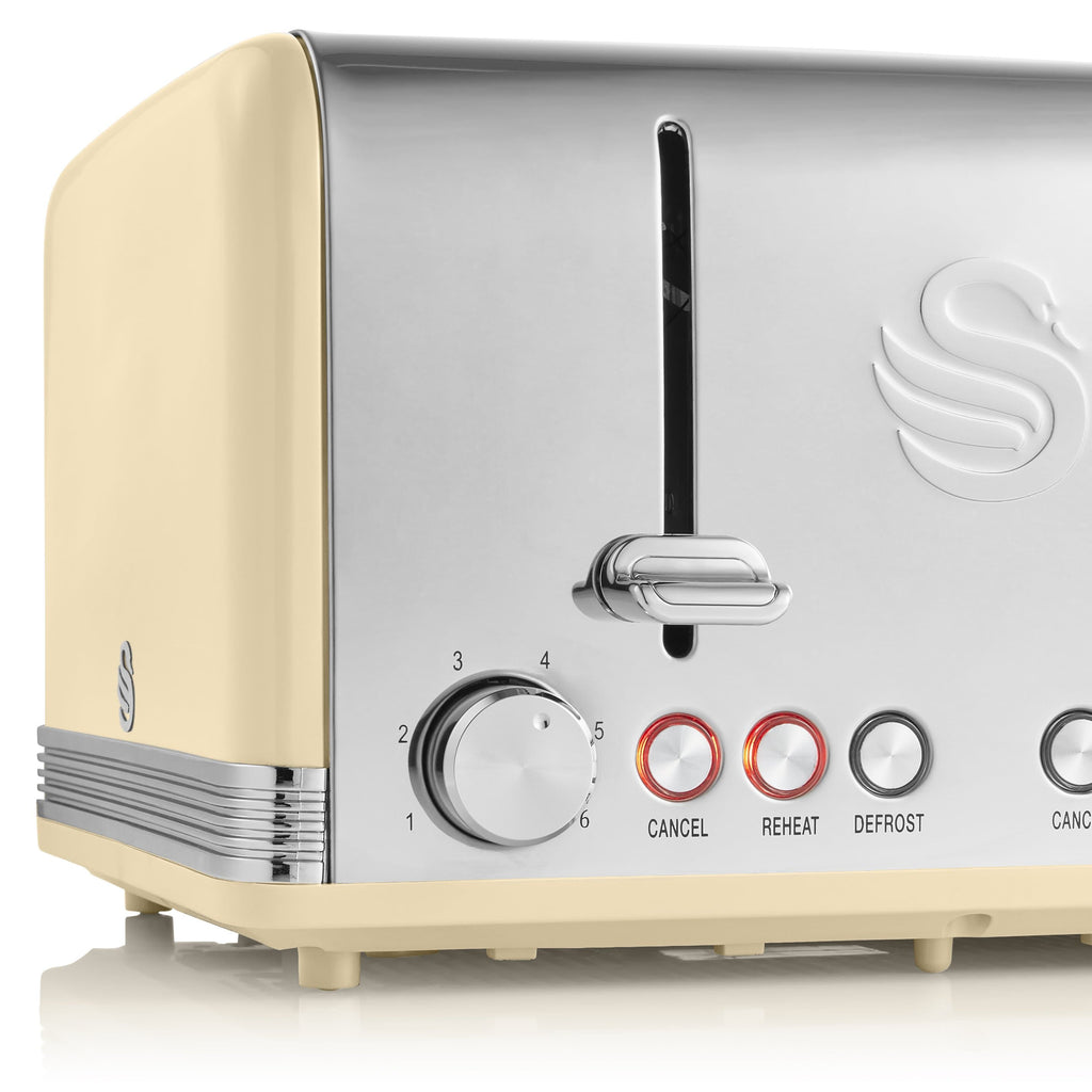 Swan Retro 4 Dilimli Ekmek Kızartma Makinesi Krem
