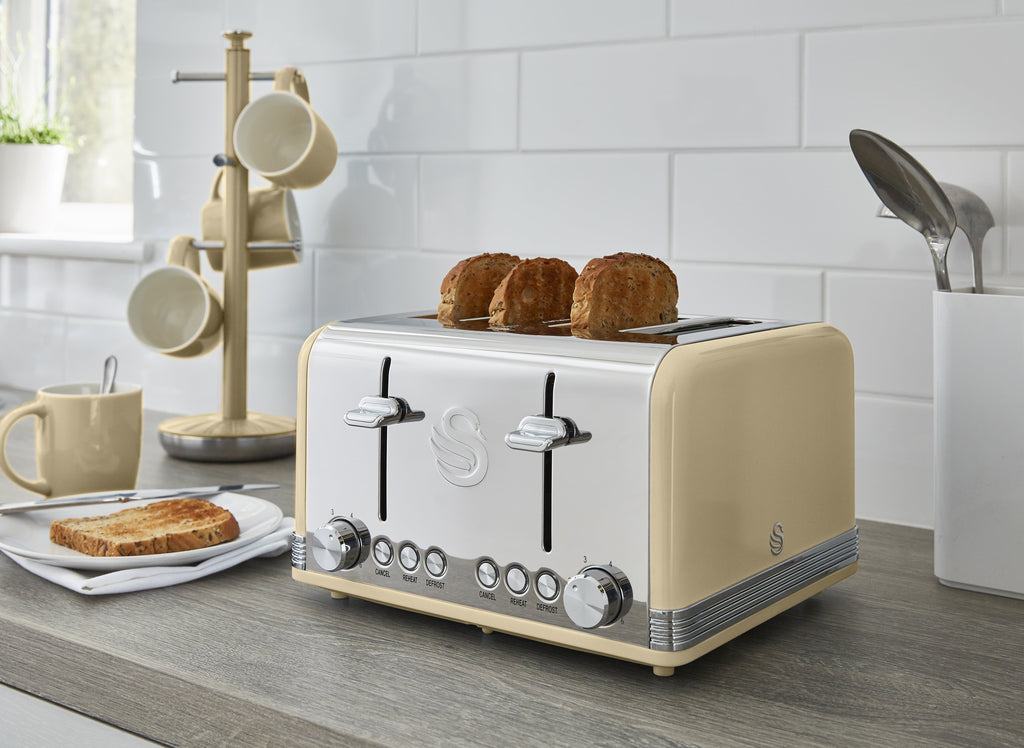 Swan Retro 4 Dilimli Ekmek Kızartma Makinesi Krem