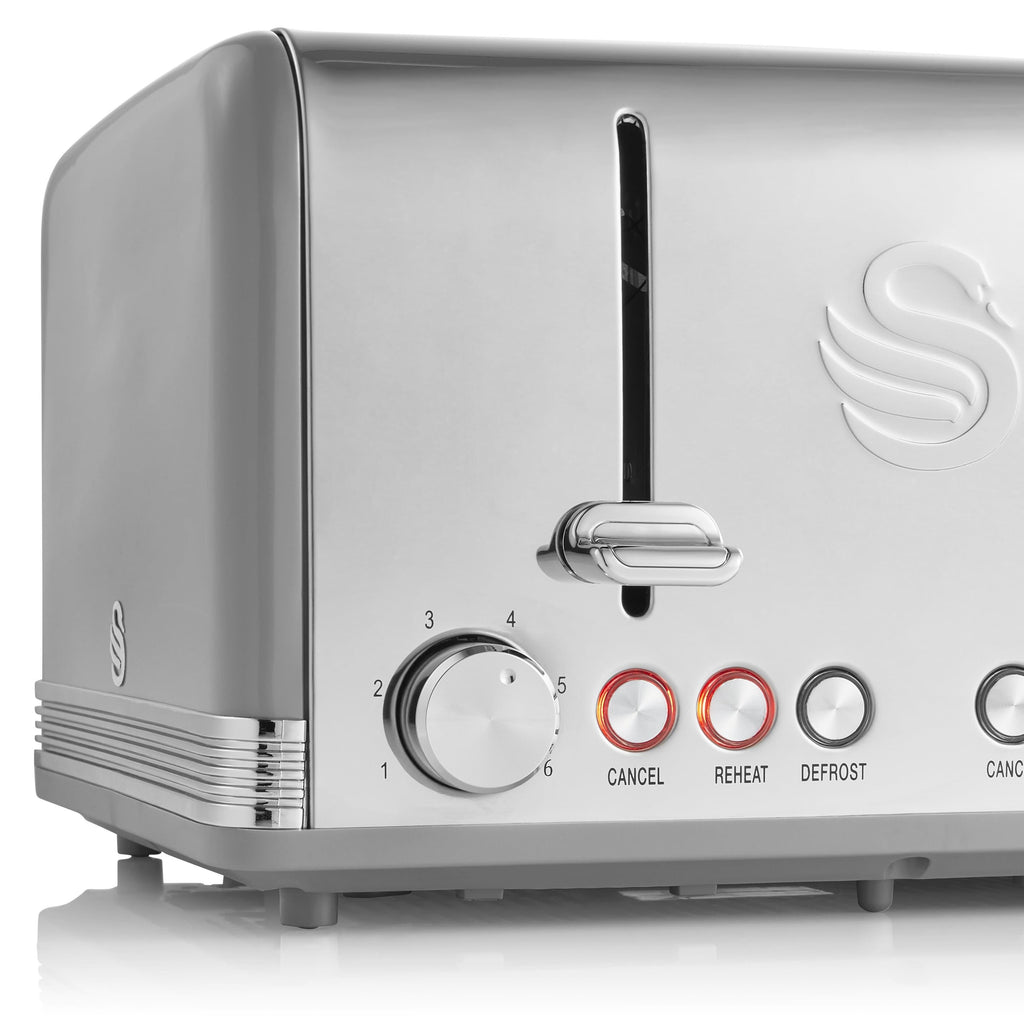 Swan Retro 4 Dilimli Ekmek Kızartma Makinesi Gri