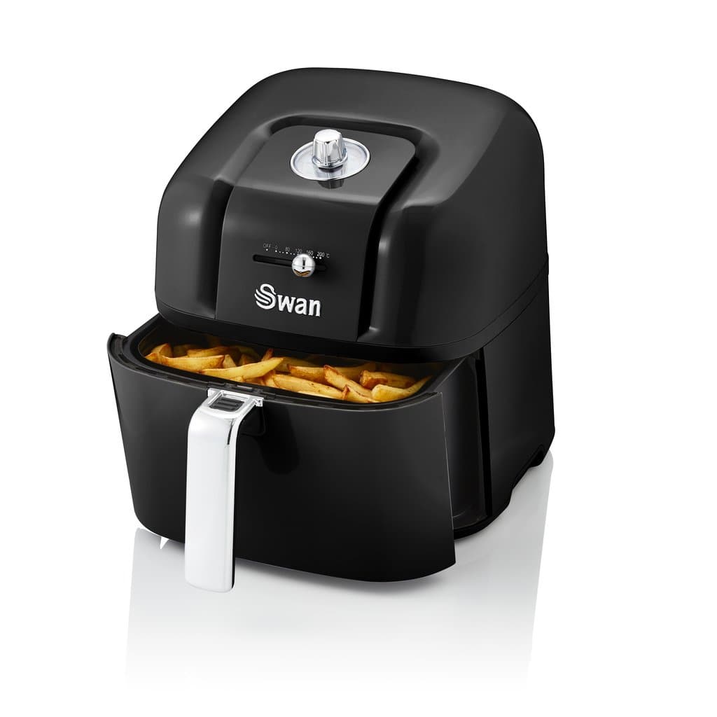 Swan Retro 6 Litre Manuel Airfryer Yağsız Fritöz Siyah