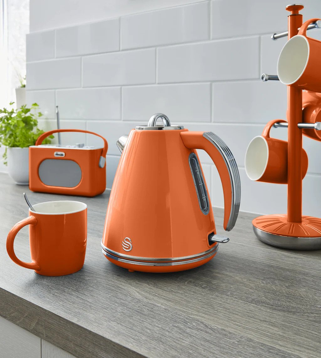 Swan Retro Jug Elektrikli Su Isıtıcısı Kettle 1.5 Litre 3000 w Turuncu