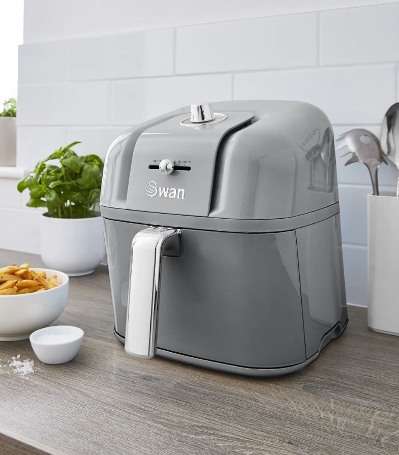 Swan Retro 6 Litre Manuel Airfryer Yağsız Fritöz Gri