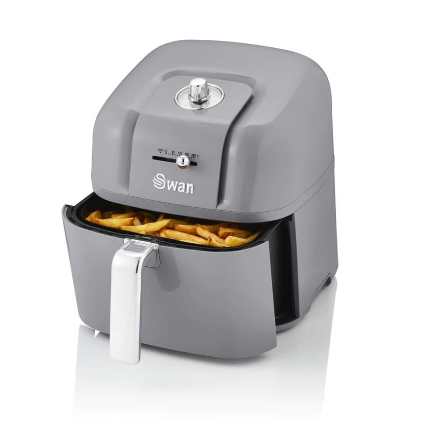 Swan Retro 6 Litre Manuel Airfryer Yağsız Fritöz Gri