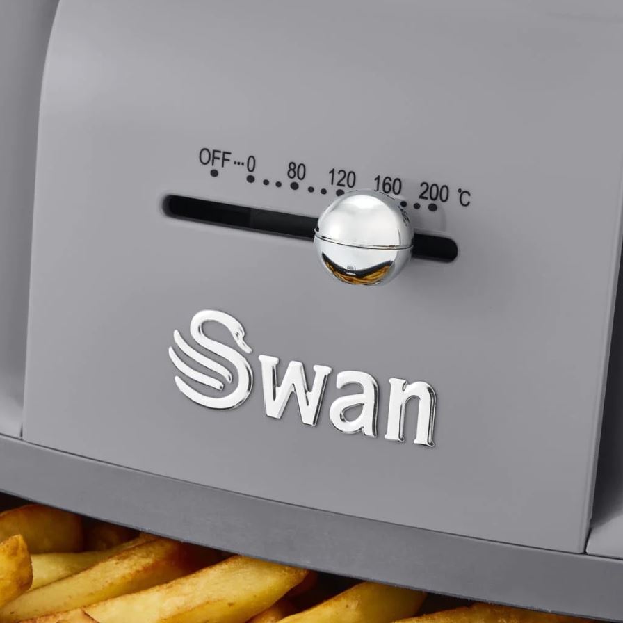 Swan Retro 6 Litre Manuel Airfryer Yağsız Fritöz Gri