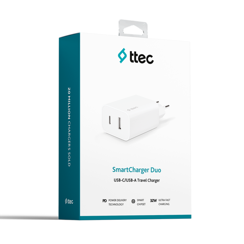 Ttec SmartCharger Duo PD Seyahat Ultra Hızlı Şarj Aleti Beyaz