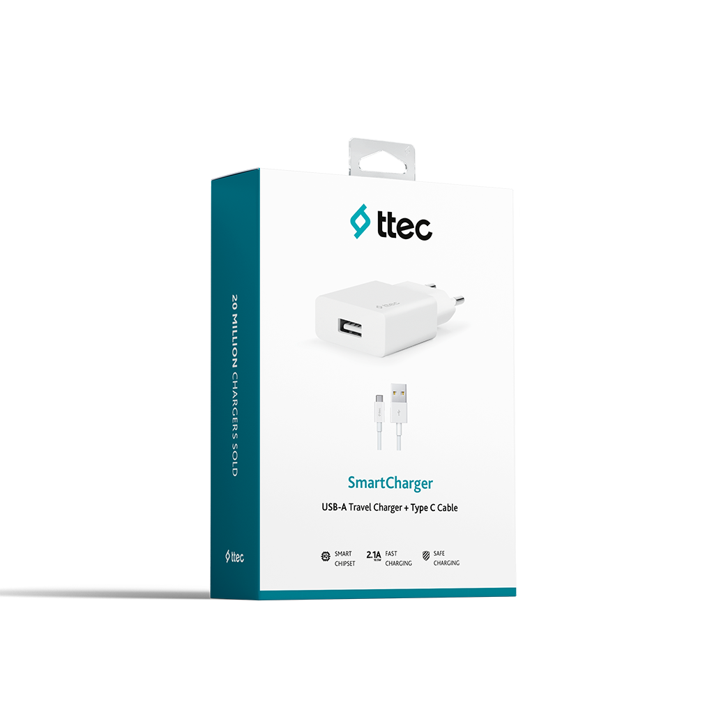 Ttec SmartCharger USB Seyahat Şarjeri ve Type-C Kablosu