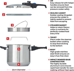Tower Pressure 7 L Paslanmaz Çelik Düdüklü Tencere