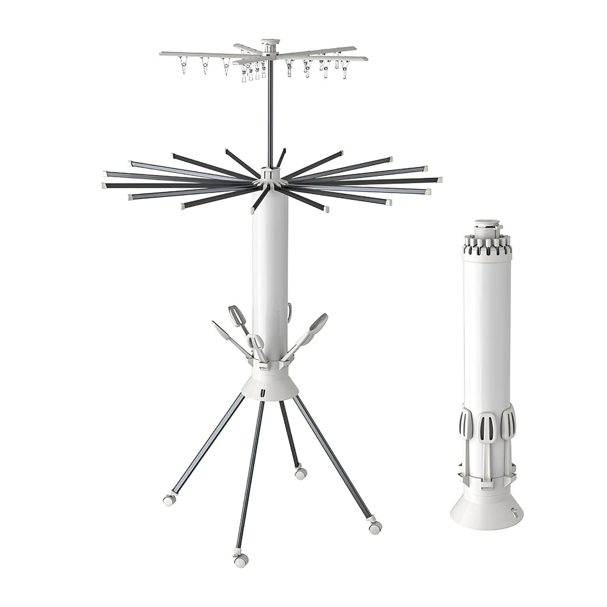 3 Katlı Kapanabilir Tekerlekli Çok Fonksiyonlu Çamaşır Askısı Standı