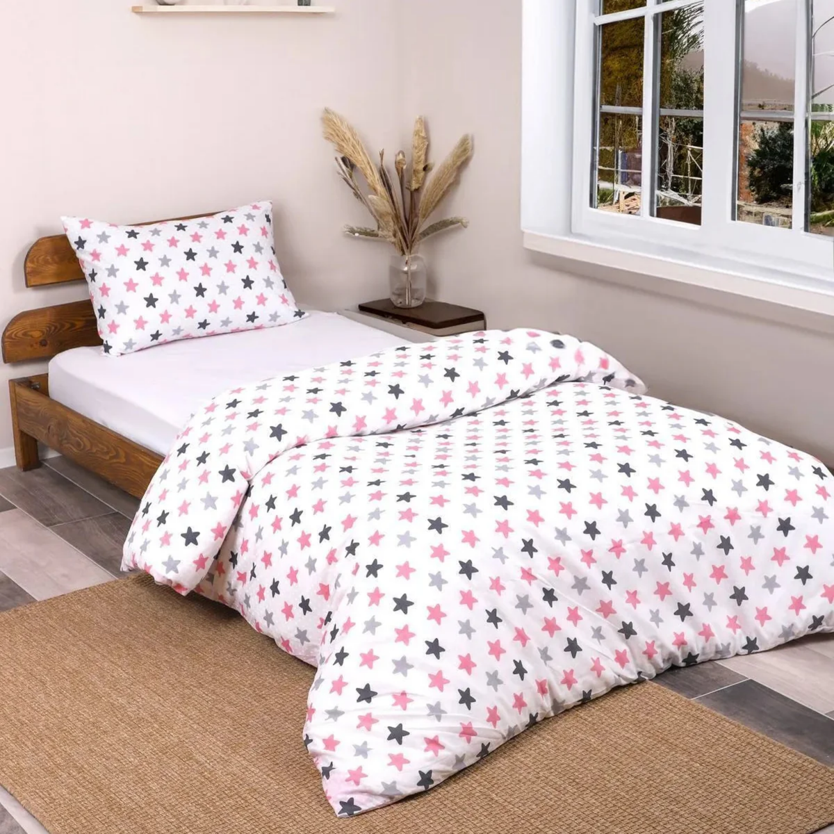 Pembe Yıldızlı 1.5 Kişilik Nevresim Takımı