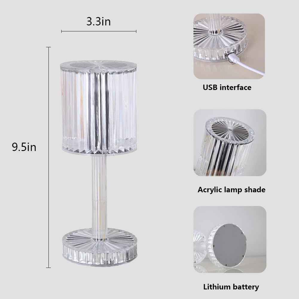 USB Şarjlı Dokunmatik Renk Değişen Kristal Masa Lambası