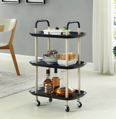 Üç Katlı Tekerlekli 36x56x80 Cm Mutfak Organizer Siyah