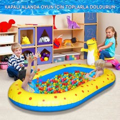 Fıskiyeli Şişme Dinozorlu Çocuk Oyun Havuzu Sarı