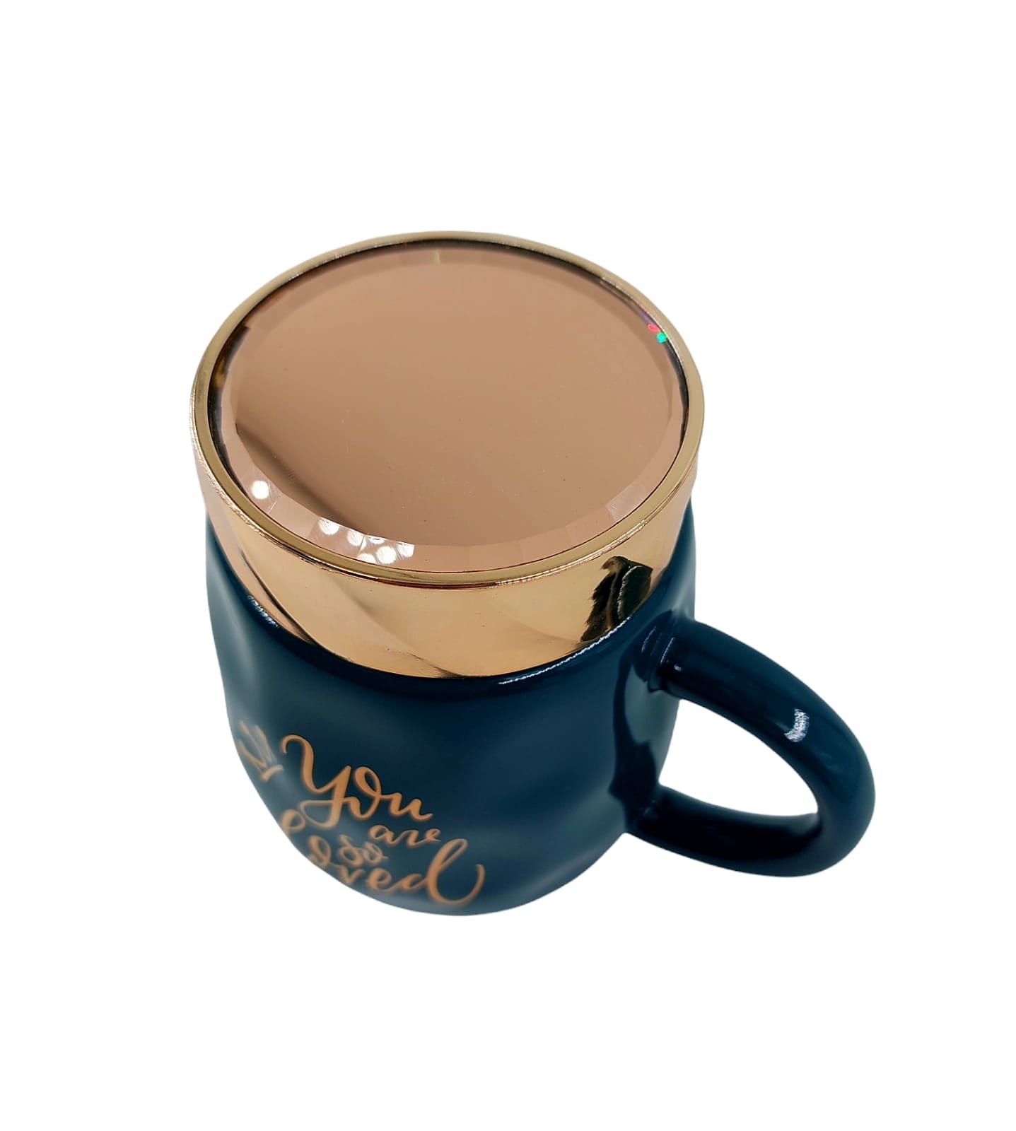 Üst Kapağı Aynalı Şık Mug Kupa 350-450 ml Koyu Yeşil