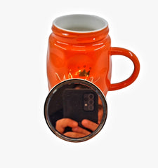 Üst Kapağı Aynalı Şık Mug Kupa 350-450 ml Turuncu