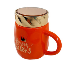 Üst Kapağı Aynalı Şık Mug Kupa 350-450 ml Turuncu
