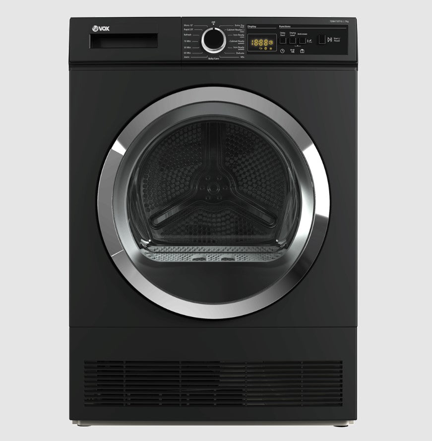 Vox 7 Kg Kapasiteli 15 Programlı Kurutma Makinesi Siyah