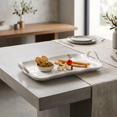Saplı Dikdörtgen Şık Servis Tabağı 34*20*5,5