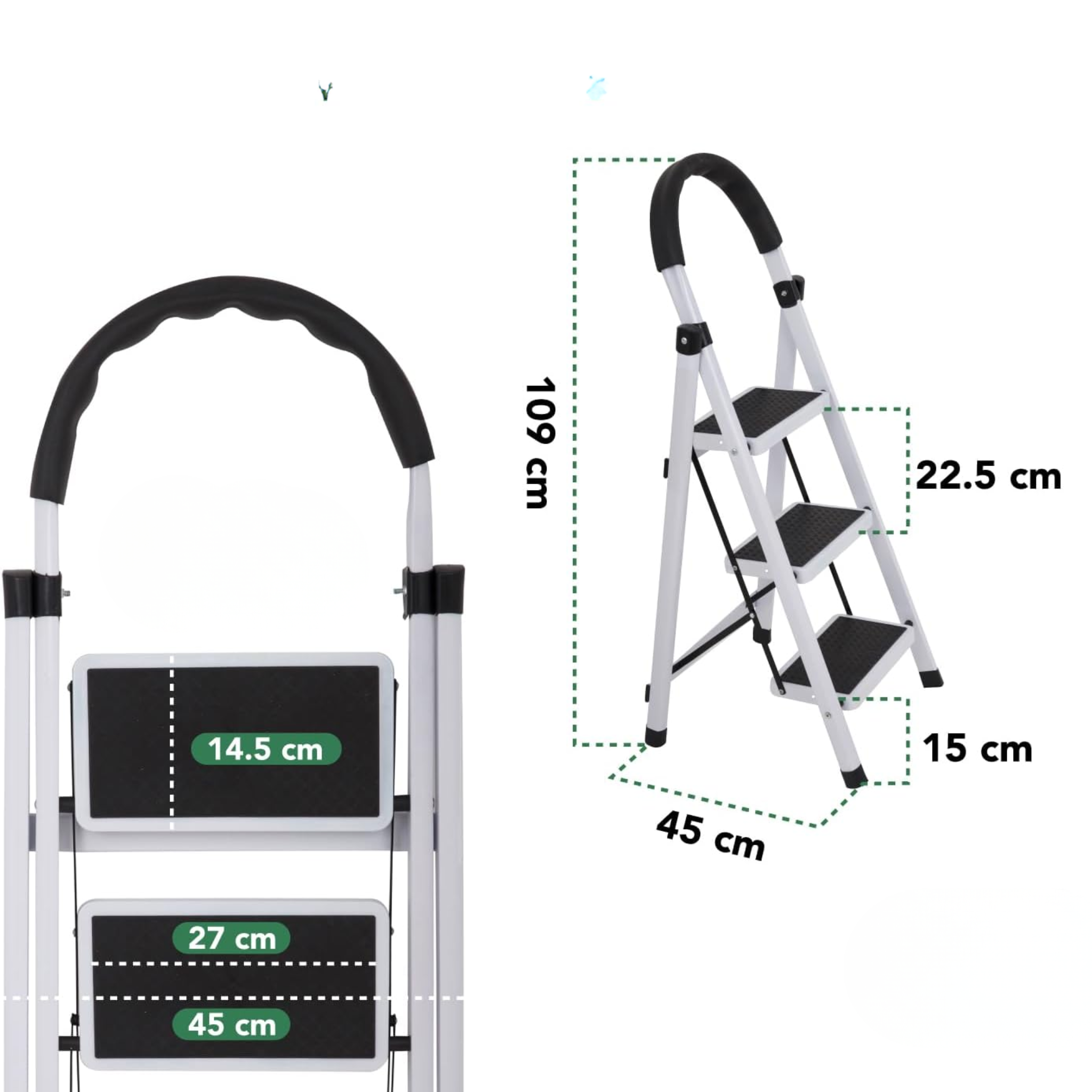 3 Basamaklı Alüminyum Katlanır Ev Tipi Merdiven