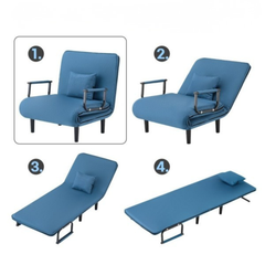Katlanabilir 5 Pozisyonlu Yatağa Dönüştürülebilir Koltuk Mavi
