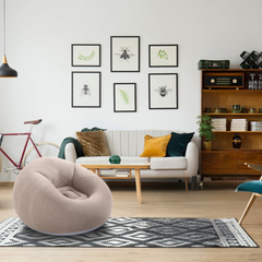 Dahili Pompalı Yuvarlak Şişme Koltuk Bej