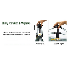 2-3 Kişilik Otomatik Açılan 200x140x150 Cm Çadır Yeşil
