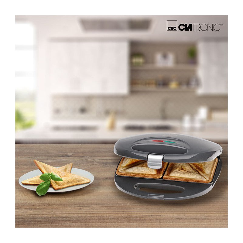 Clatronic Üçgen Plakalı 750 W Tost Makinesi Gri