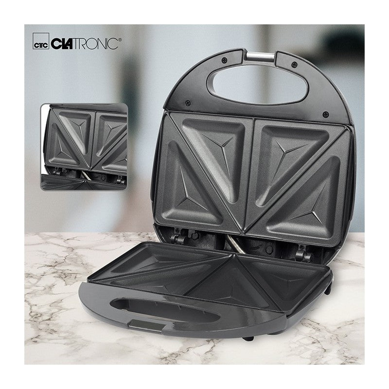Clatronic Üçgen Plakalı 750 W Tost Makinesi Gri