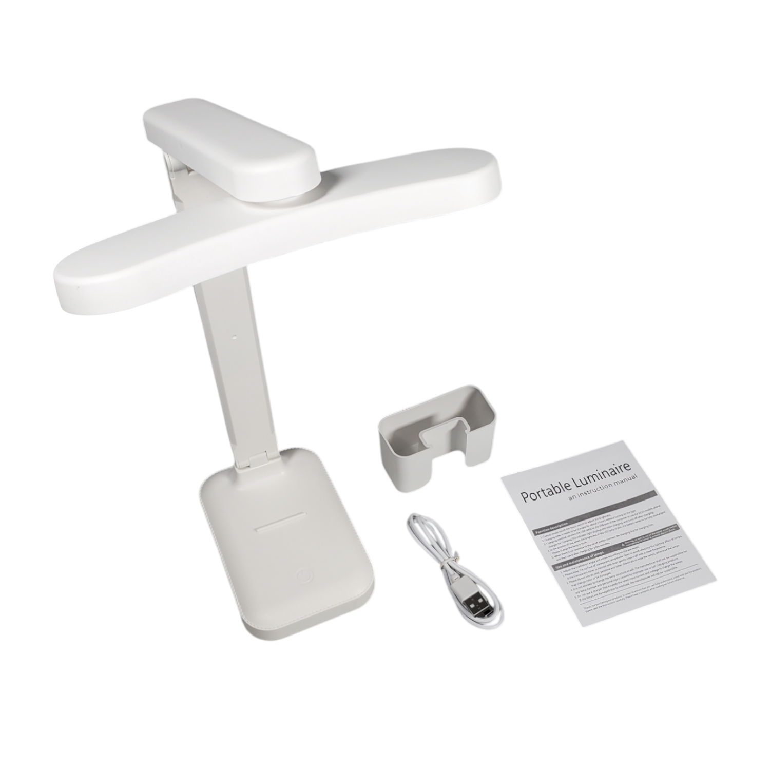 USB Type C Katlanabilir Kalemlikli Masa Lambası Beyaz