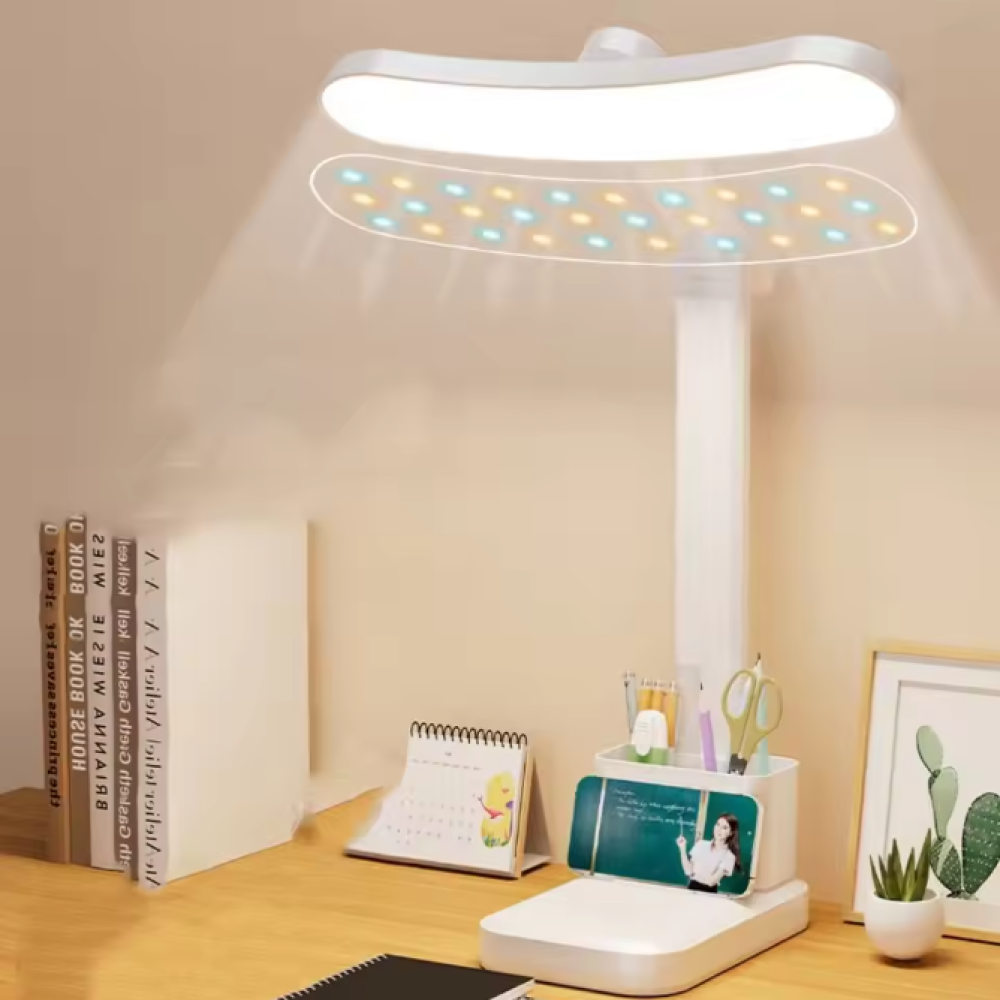 USB Type C Katlanabilir Kalemlikli Masa Lambası Beyaz