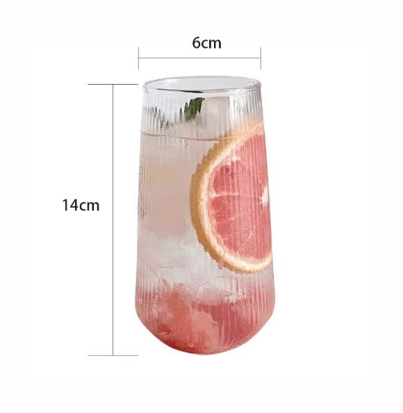 2'li Borosilkat Cam Kendinden Çizgili Meşrubat Bardağı 500 ml