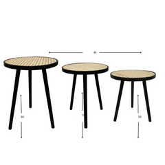 Bambu 3 lü Örme Sehpa Zigon Seti