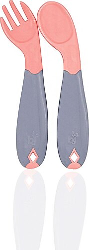 Babyjem Açılı Mama Kaşık ve Çatal Seti Gül Kurusu