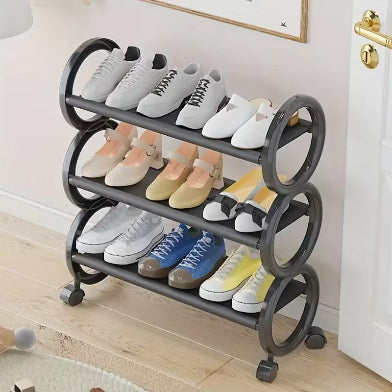 Kumaş Raflı Tekerlekli Ayakkabı Rafı 57 cm