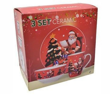 Yeni Yıl Konseptli Tabak, Mug ve Kaseden oluşan 3 lü Set