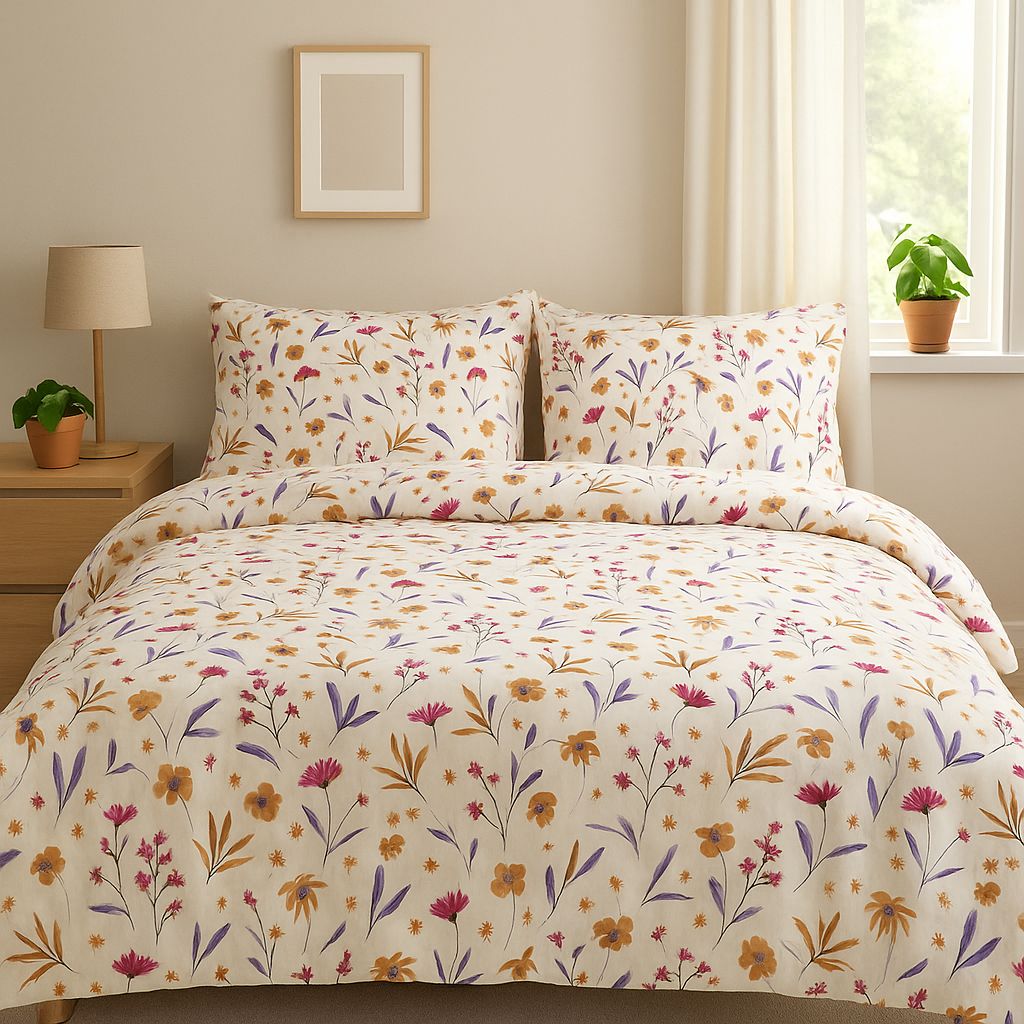 Çiçek Bahçesi Çift Kişilik Lastikli Nevresim Takımı