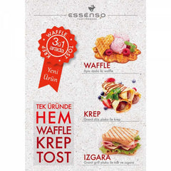 Essenso Waffle-Tost-Krep Makinesi Kırmızı